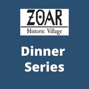 Zoar dinner series ticket image featuring the Zoar logo and text Dinner Series.